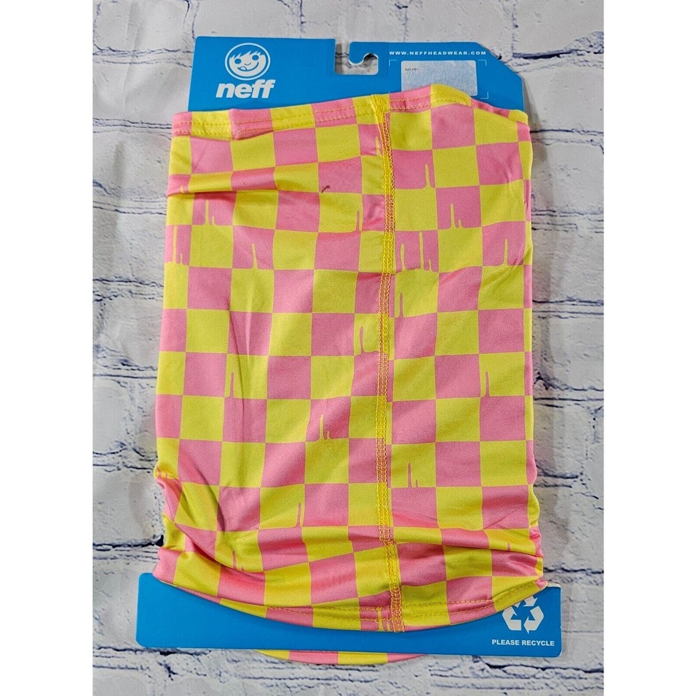 Neff Pink Yellow Checkerboard Facemask Face Cover Mask Gaiter